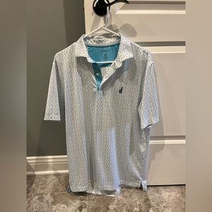 johnnie-O White & Blue Patterned Polo Shirt